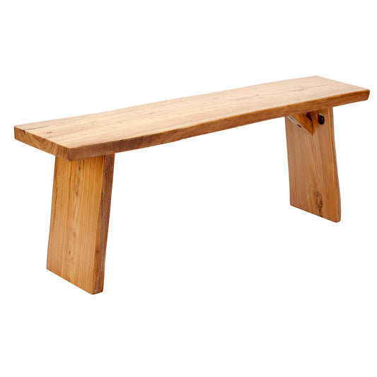 Solid Wood Dining Bench Bedroom BenchesIn Footrest Stool Live Edge Wooden Bench for Entryway Dining Room Living Room Bedroom End of Bed ( 4' Long,Rustic Elm Wood )