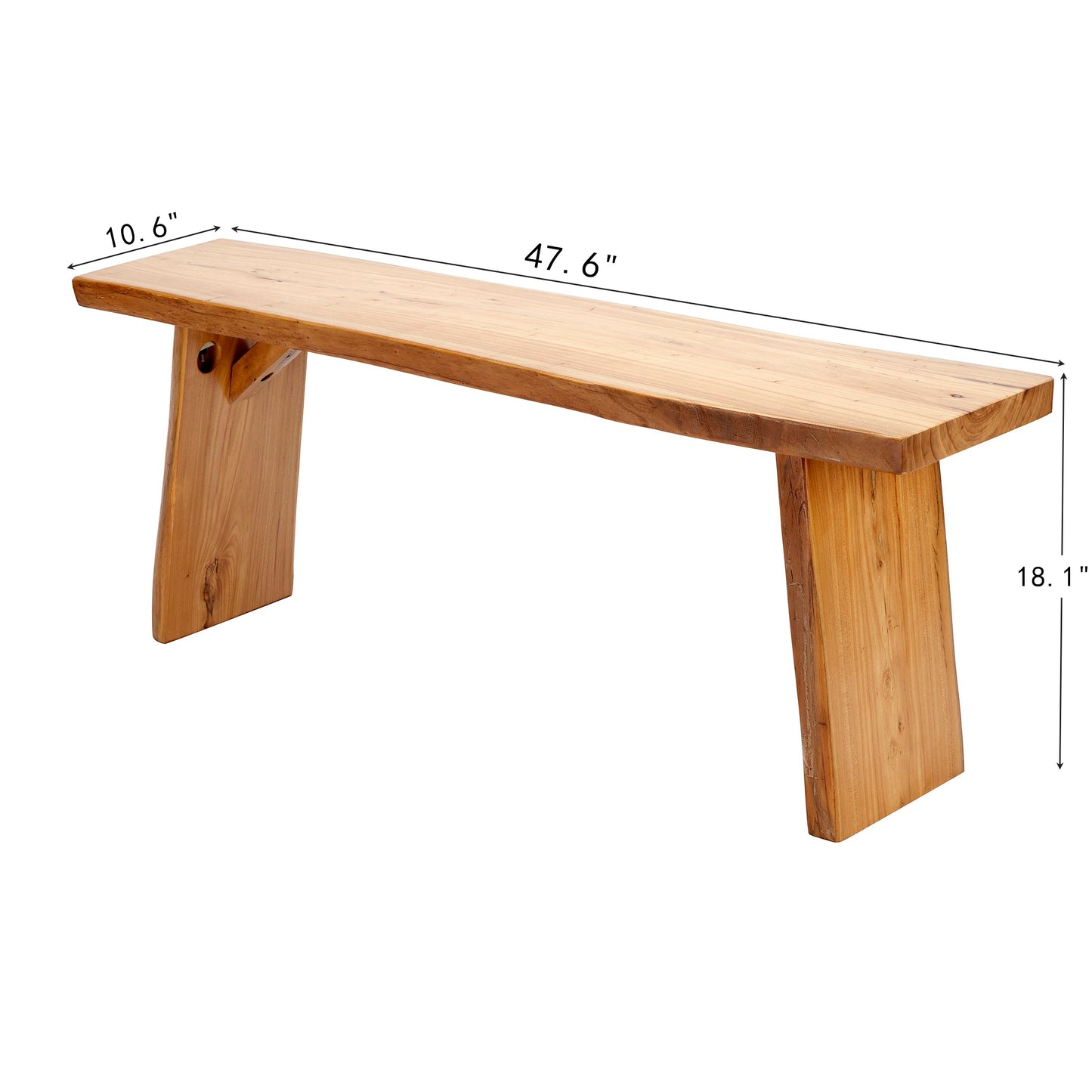 Solid Wood Dining Bench Bedroom BenchesIn Footrest Stool Live Edge Wooden Bench for Entryway Dining Room Living Room Bedroom End of Bed ( 4' Long,Rustic Elm Wood )