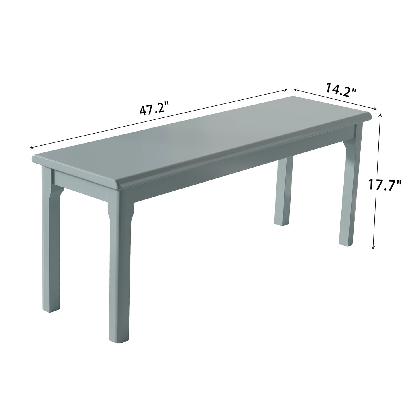 Solid Wood Bench, 47" Farmhouse Entryway Bench for Living Dining Room, Modern Storage Bench Seat for Indoors and Outdoors