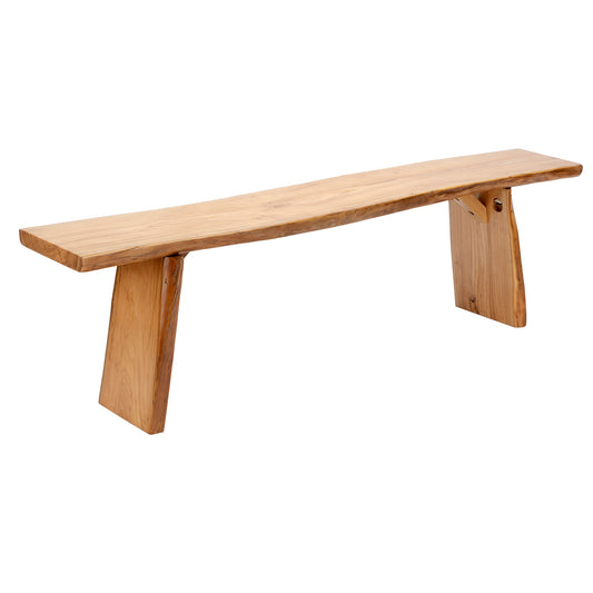 Solid Wood Dining Bench Bedroom BenchesIn Footrest Stool Live Edge Wooden Bench for Entryway Dining Room Living Room Bedroom End of Bed ( 5' Long,Rustic Elm Wood )