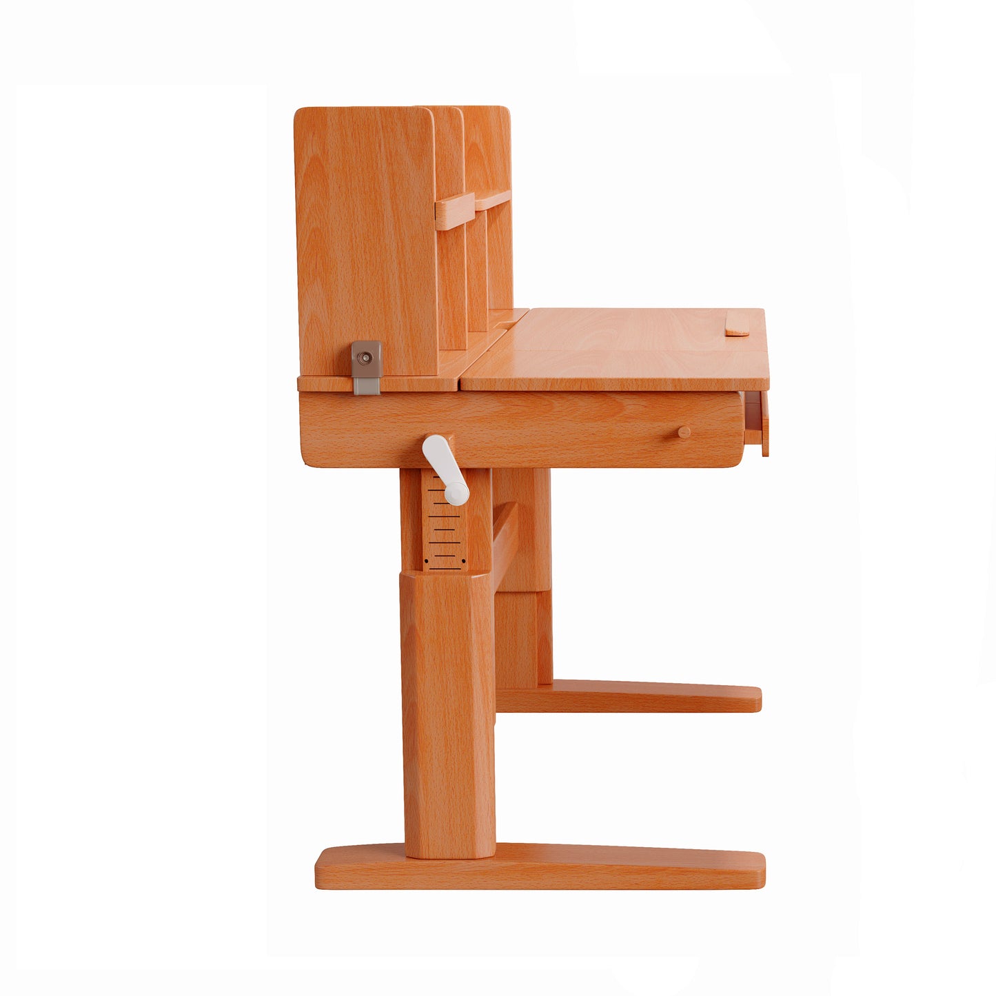 BALANBO Ergonomic Kids Study Desk, Height Adjustable Wood Children Study Computer Desk with Large Shelf, Tiltable Desktop and Pull-Out Drawer (45.5"W, Rustic Beech Wood )