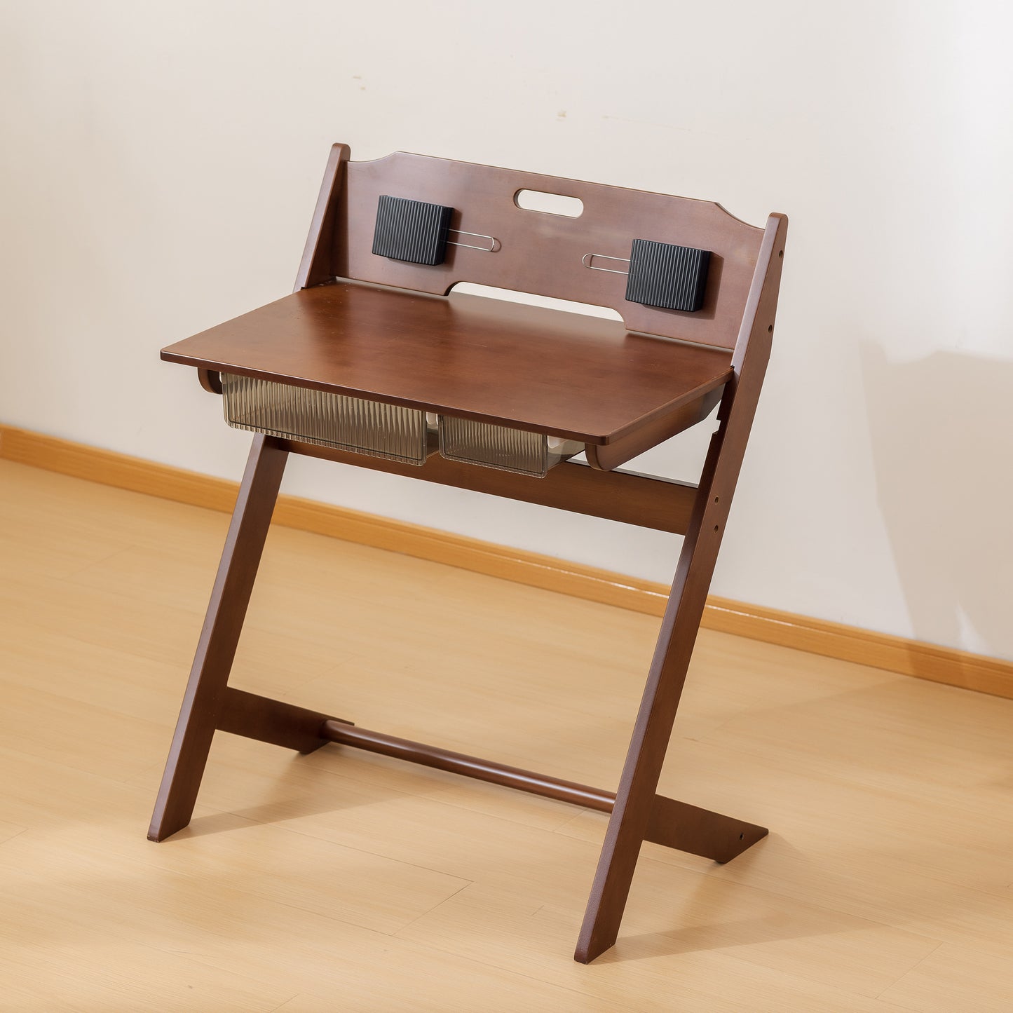 BALANBO Bamboo Adjustable Height Kids Desk with Pen Holder,Reading Homework Drawing Table Computer Station Children School Study Desk Multi Function Desk,Writing Table w/Storage Drawer (Walnut Color)