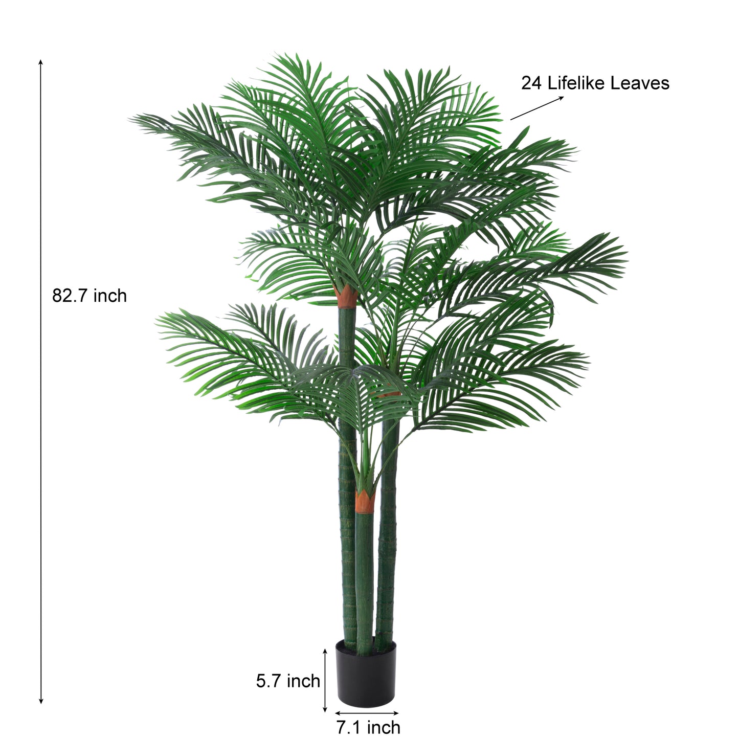 BALANBO Golden Cane Palm Artificial Tree with Four Realistic Trunks for Indoor Outdoor Décor with Black Nursery Planter
