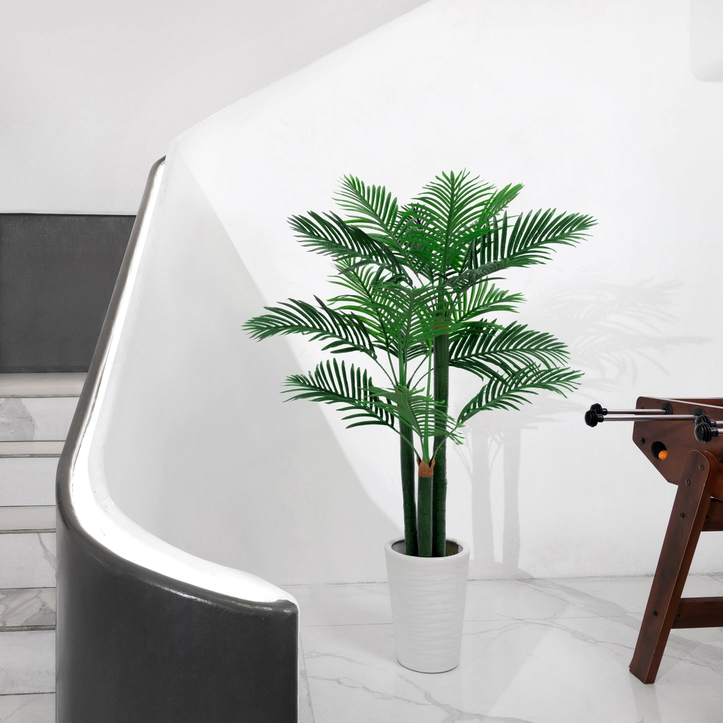 BALANBO Golden Cane Palm Artificial Tree with Four Realistic Trunks for Indoor Outdoor Décor with Black Nursery Planter
