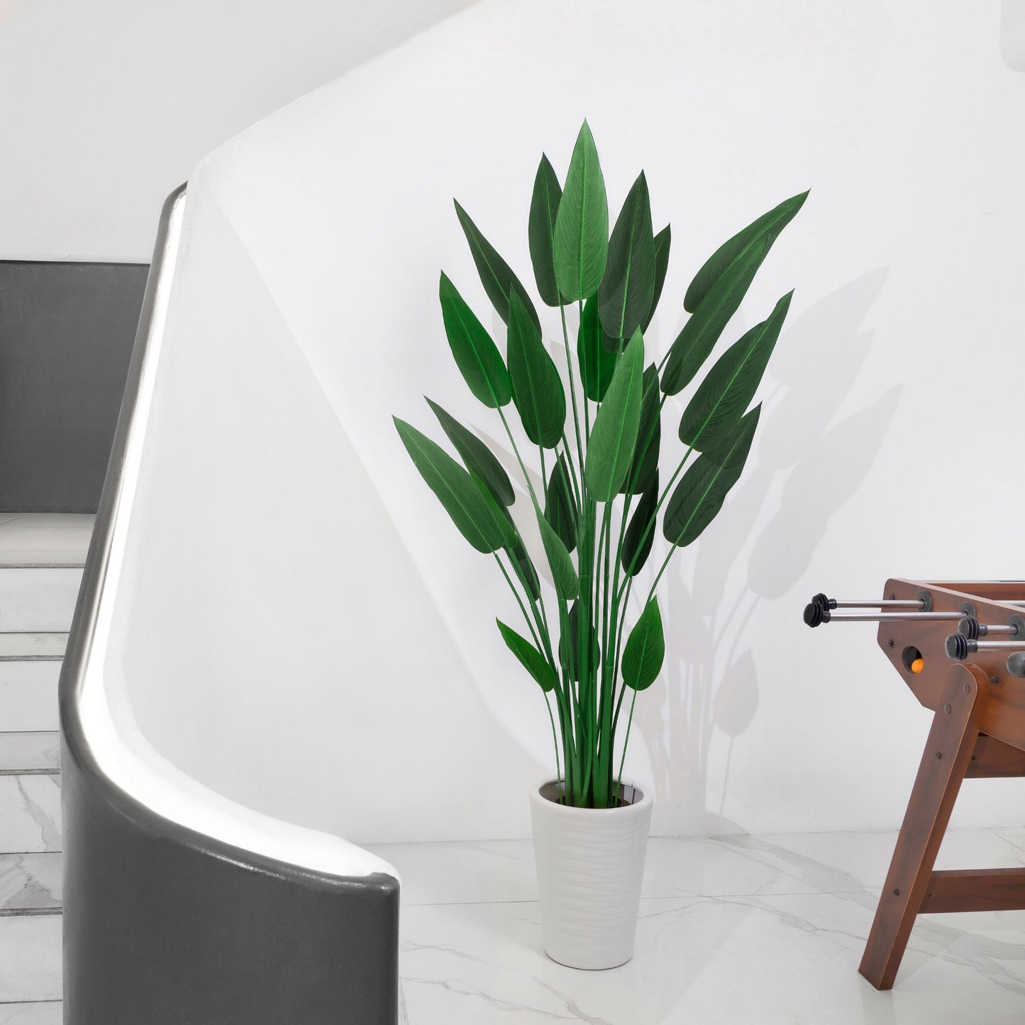 BALANBO Bird of Paradise Artificial Plant - Fake Plants Palm Tree Faux Tree for Indoor Outdoor Decoration in Black Plastic Pot