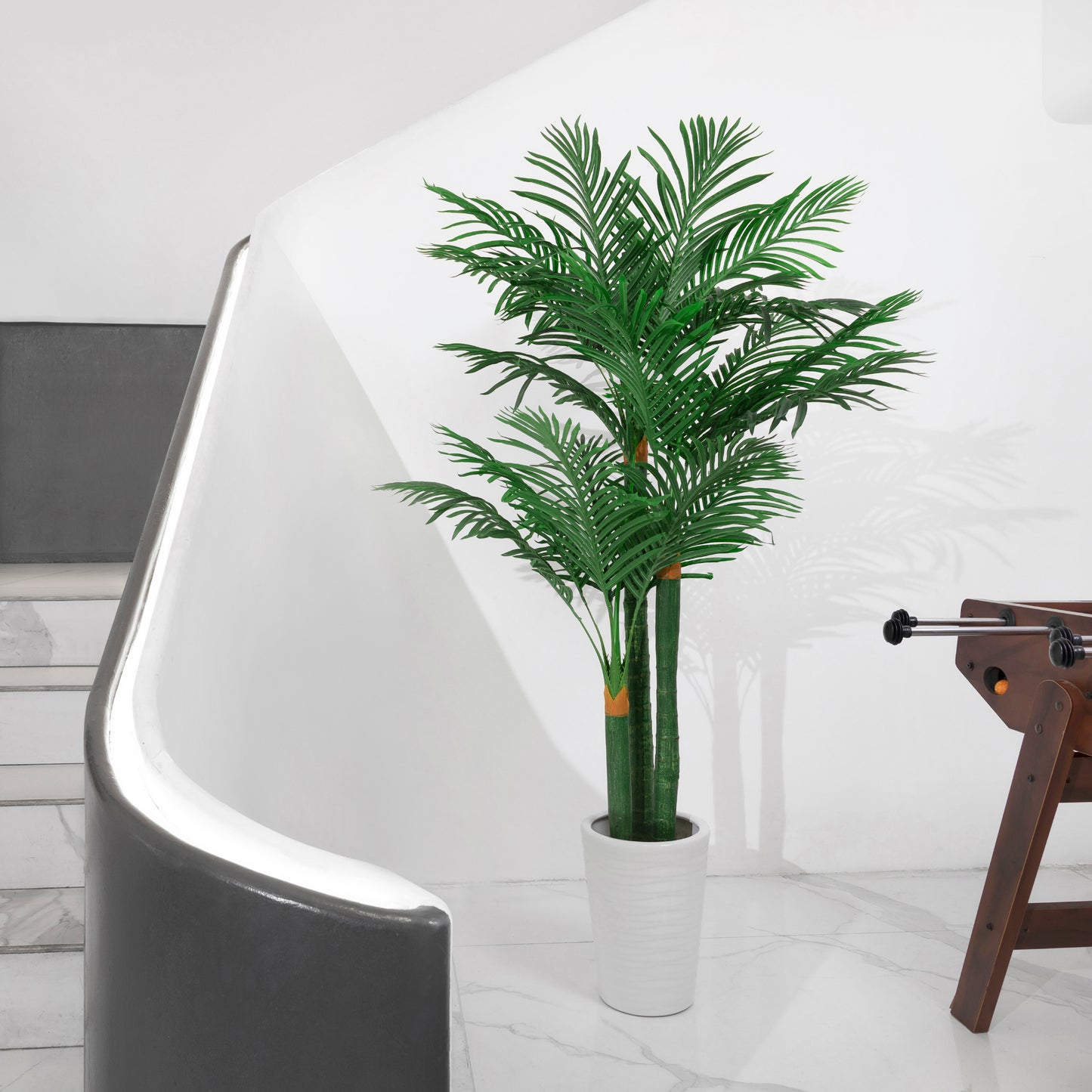 BALANBO Golden Cane Palm Artificial Tree with Four Realistic Trunks for Indoor Outdoor Décor with Black Nursery Planter