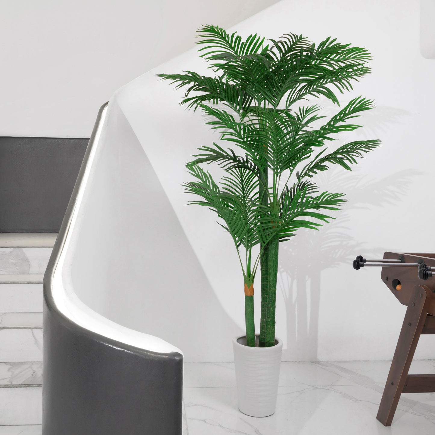 BALANBO Golden Cane Palm Artificial Tree with Four Realistic Trunks for Indoor Outdoor Décor with Black Nursery Planter