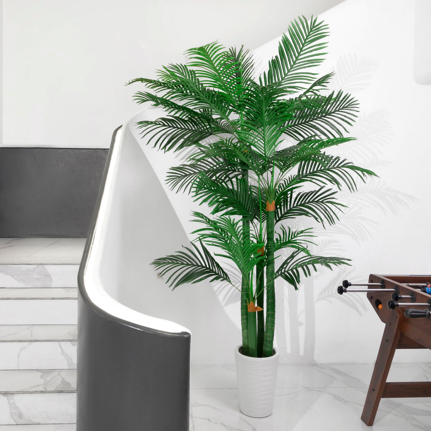 BALANBO Golden Cane Palm Artificial Tree with Four Realistic Trunks for Indoor Outdoor Décor with Black Nursery Planter