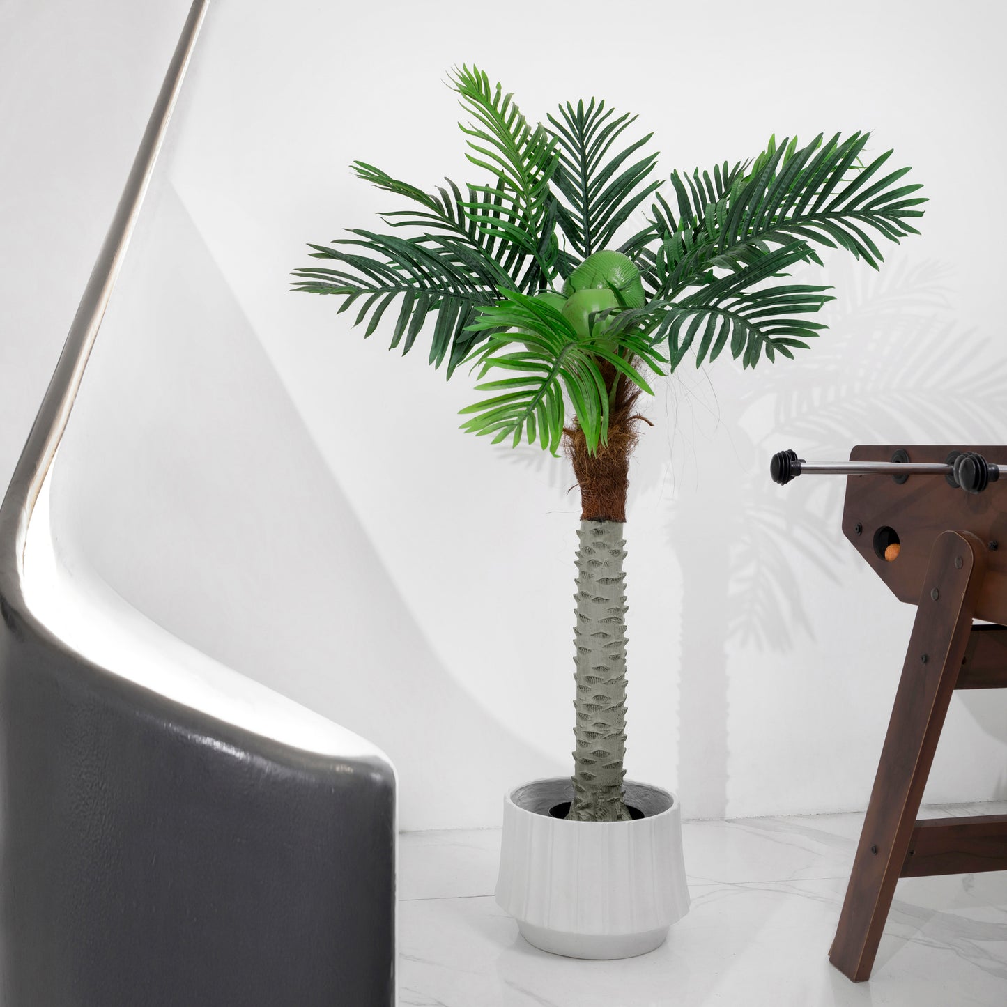 BALANBO Artificial Phoenix Palm Tree, Faux Coconut Silk Palm Tree with Fruit for Outdoors Indoor Decor, Black Plastic Pot