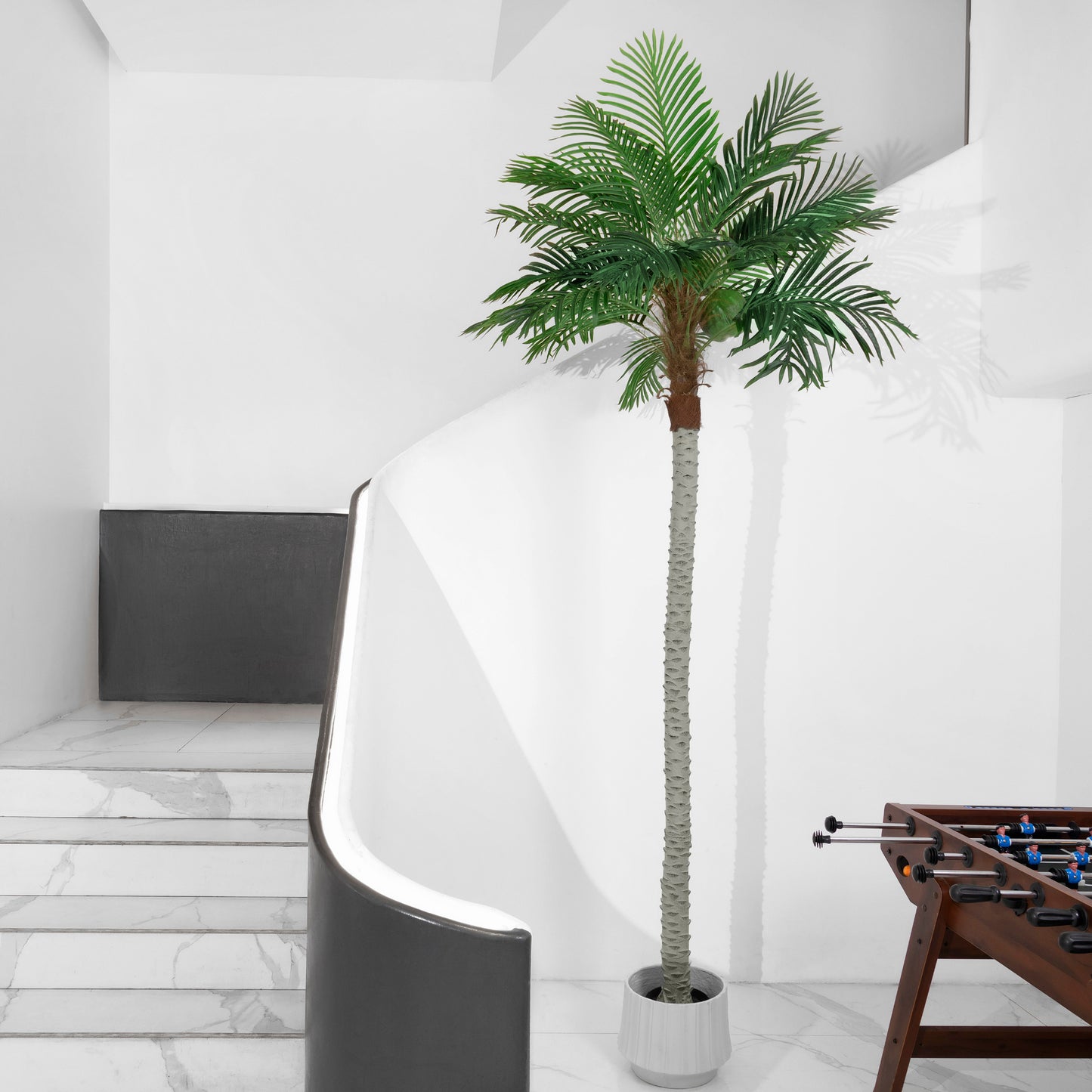 BALANBO Artificial Phoenix Palm Tree, Faux Coconut Silk Palm Tree with Fruit for Outdoors Indoor Decor, Black Plastic Pot