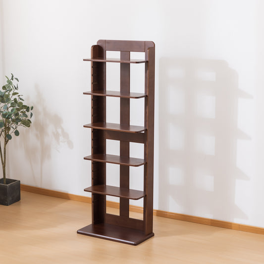 BALANBO USA 5-Tier 21.9" Wood Shelving,Open Narrow Bookshelf with Adjustable Shelves, Easy Assembly Bookcase Farmhouse Shelf for Small Spaces Bedroom Office Living Room Indoor,Tall, Brown