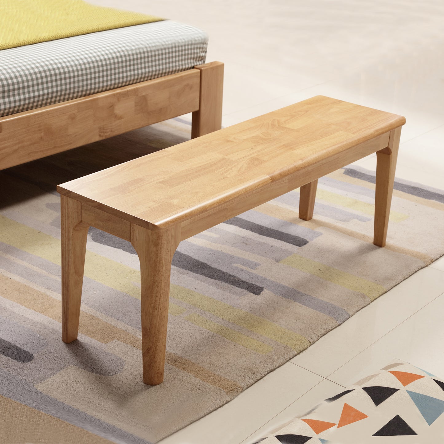 Bed End Bench Wood Bench Living Room Entrance Bench Bedroom Seat Dining Table Chair, Bedroom, Living Room, Kitchen Wooden Bench