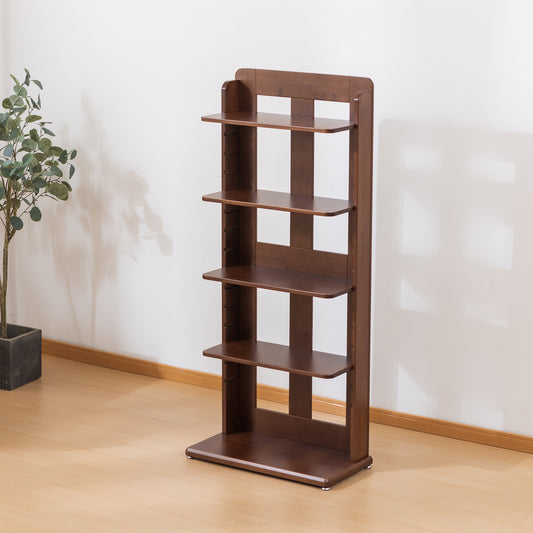 BALANBO USA 4-Tier 21.9" Wood Shelving,Open Narrow Bookshelf with Adjustable Shelves, Easy Assembly Bookcase Farmhouse Shelf for Small Spaces Bedroom Office Living Room Indoor,Tall, Brown