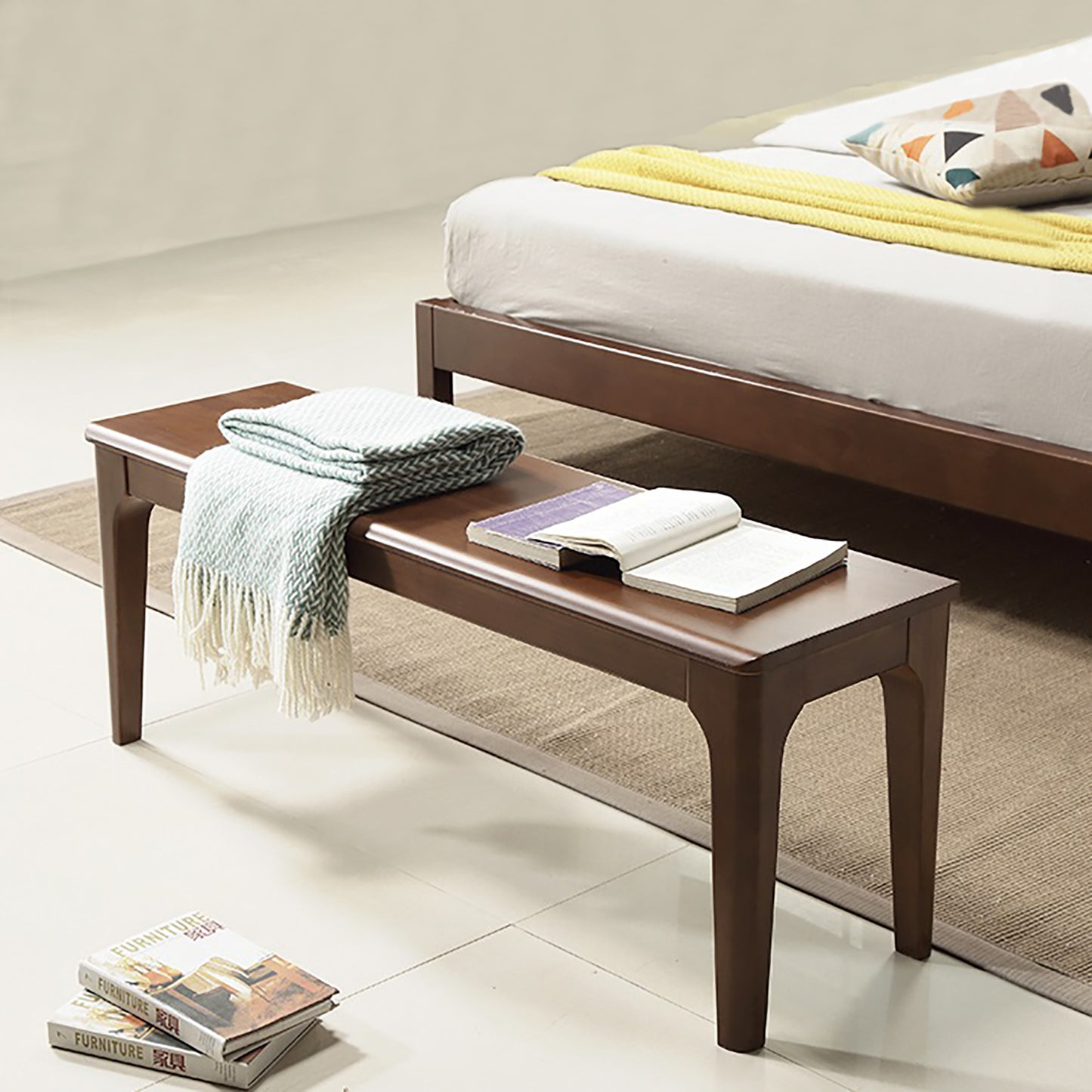 Bed End Bench Wood Bench Living Room Entrance Bench Bedroom Seat Dining Table Chair, Bedroom, Living Room, Kitchen Wooden Bench
