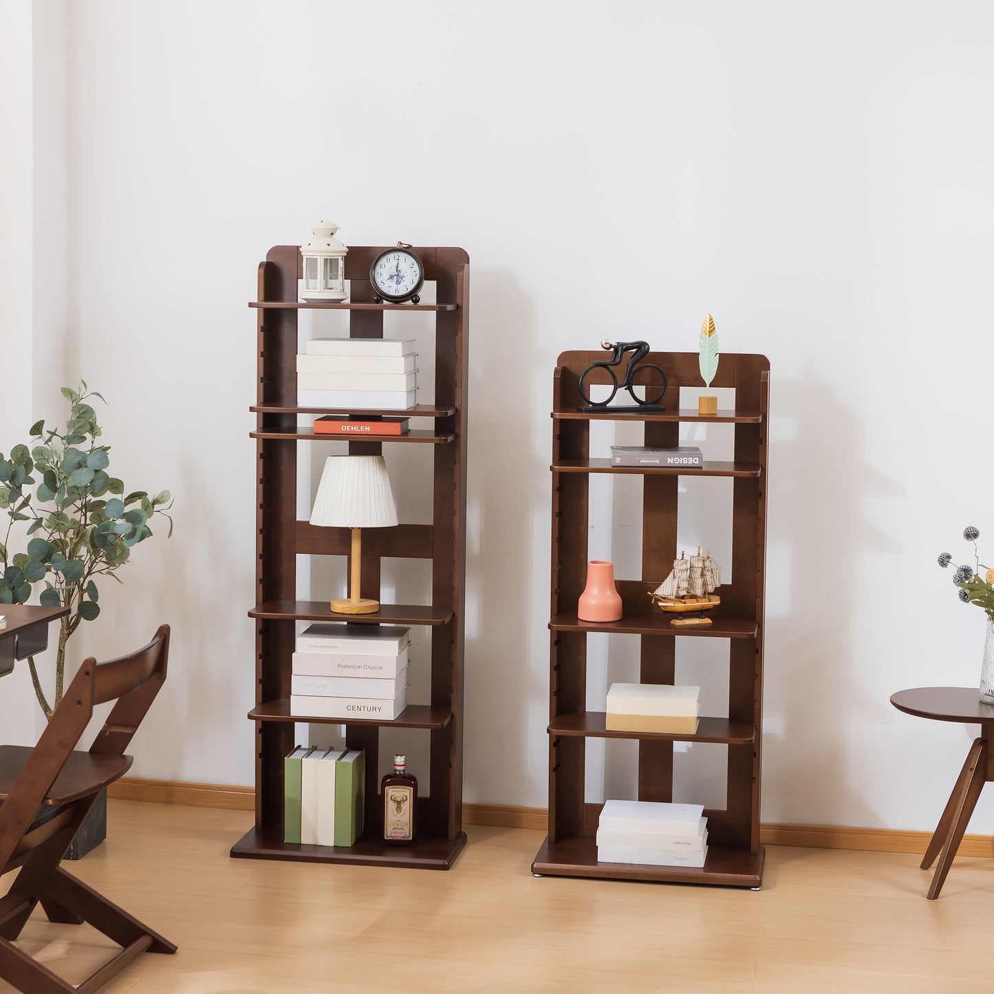 BALANBO USA 4-Tier 21.9" Wood Shelving,Open Narrow Bookshelf with Adjustable Shelves, Easy Assembly Bookcase Farmhouse Shelf for Small Spaces Bedroom Office Living Room Indoor,Tall, Brown