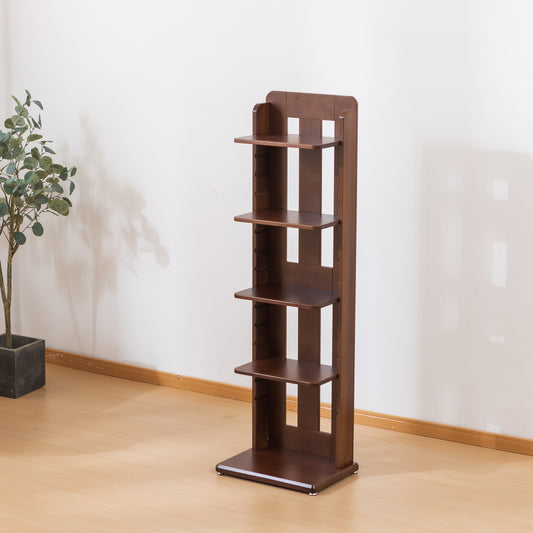 BALANBO USA 4-Tier 15.7" Wood Shelving,Open Narrow Bookshelf with Adjustable Shelves, Easy Assembly Bookcase Farmhouse Shelf for Small Spaces Bedroom Office Living Room Indoor,Tall, Brown