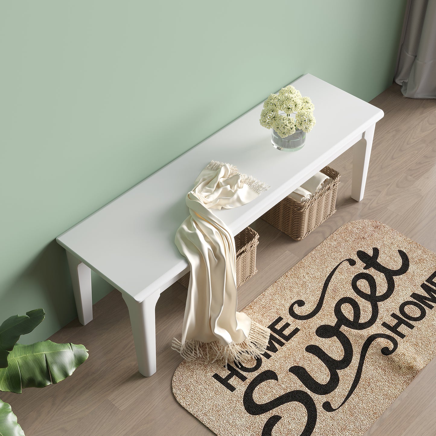 Indoor Wooden Living room Dining Bench, Natural Wood Kitchen Entryway Bench with Armless Design