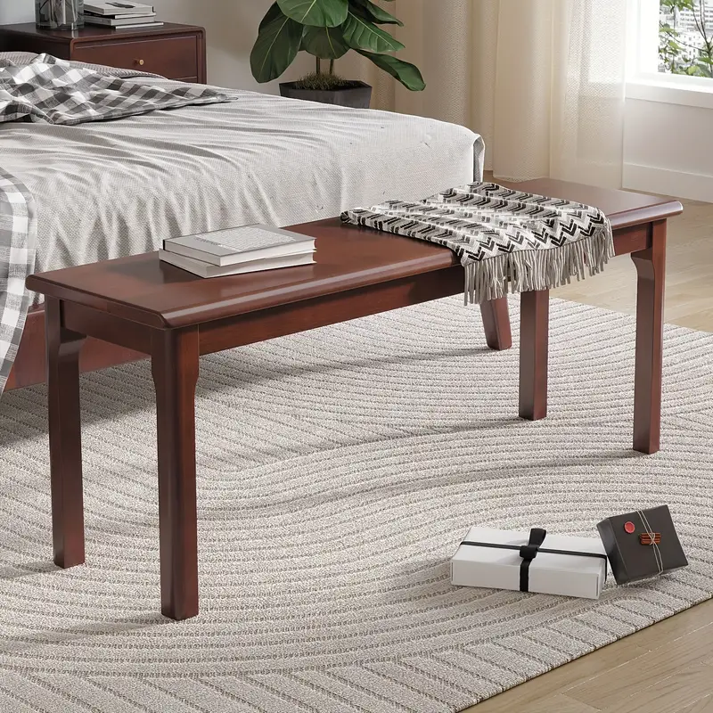 Indoor Wooden Living room Dining Bench, Natural Wood Kitchen Entryway Bench with Armless Design