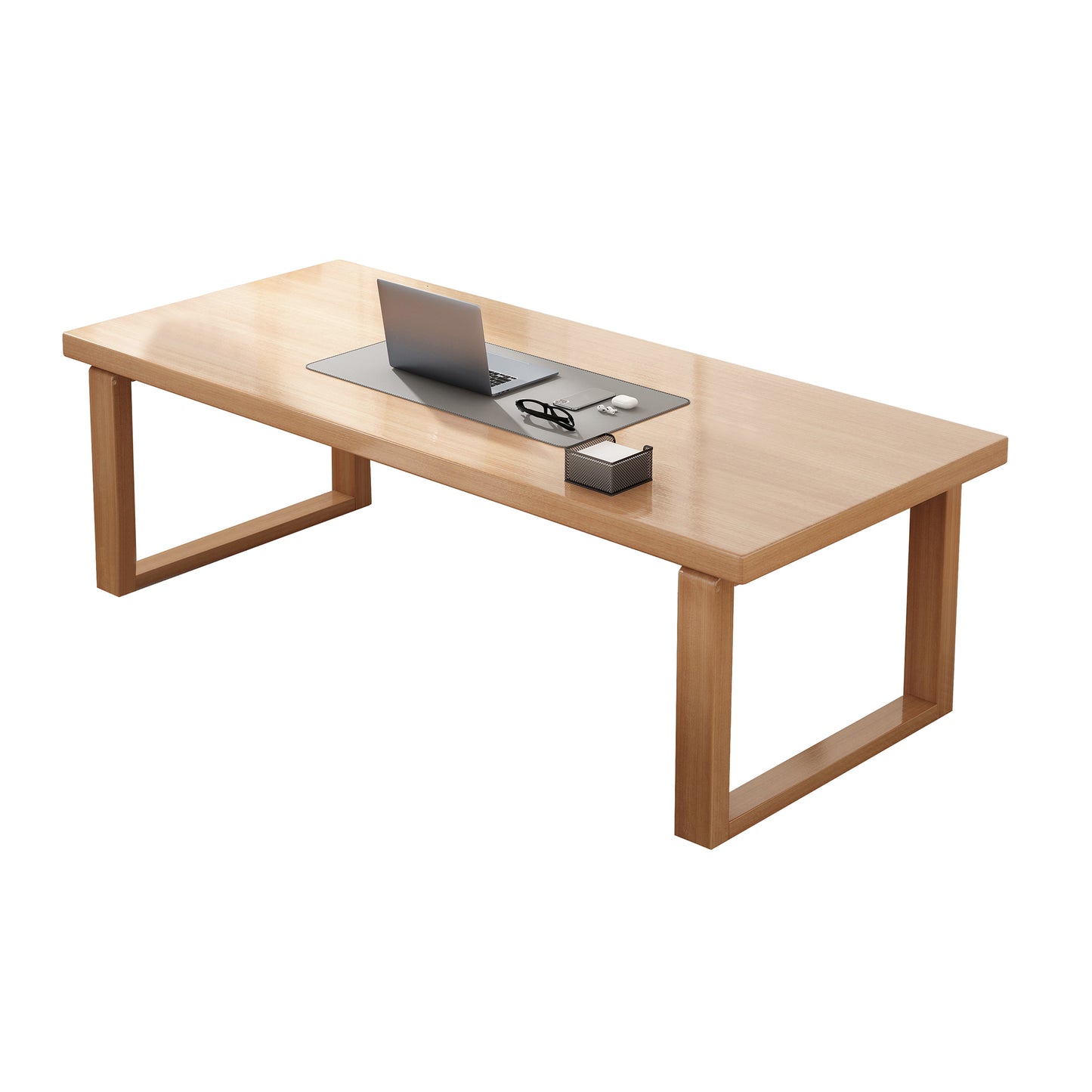 BALANBO Modern Simple Computer Desk, 55 inch 100% Solid Wood Large Office Desk Computer Table, Study Writing Study Desk Workstation for Home Office, Natural
