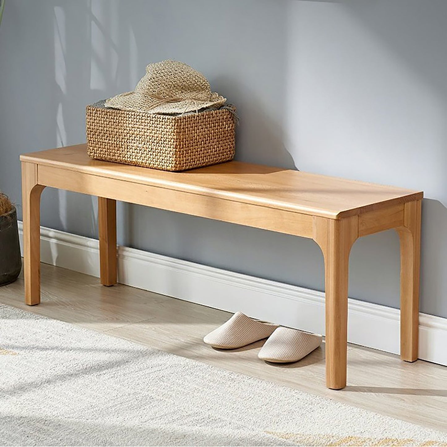 Bed End Bench Wood Bench Living Room Entrance Bench Bedroom Seat Dining Table Chair, Bedroom, Living Room, Kitchen Wooden Bench