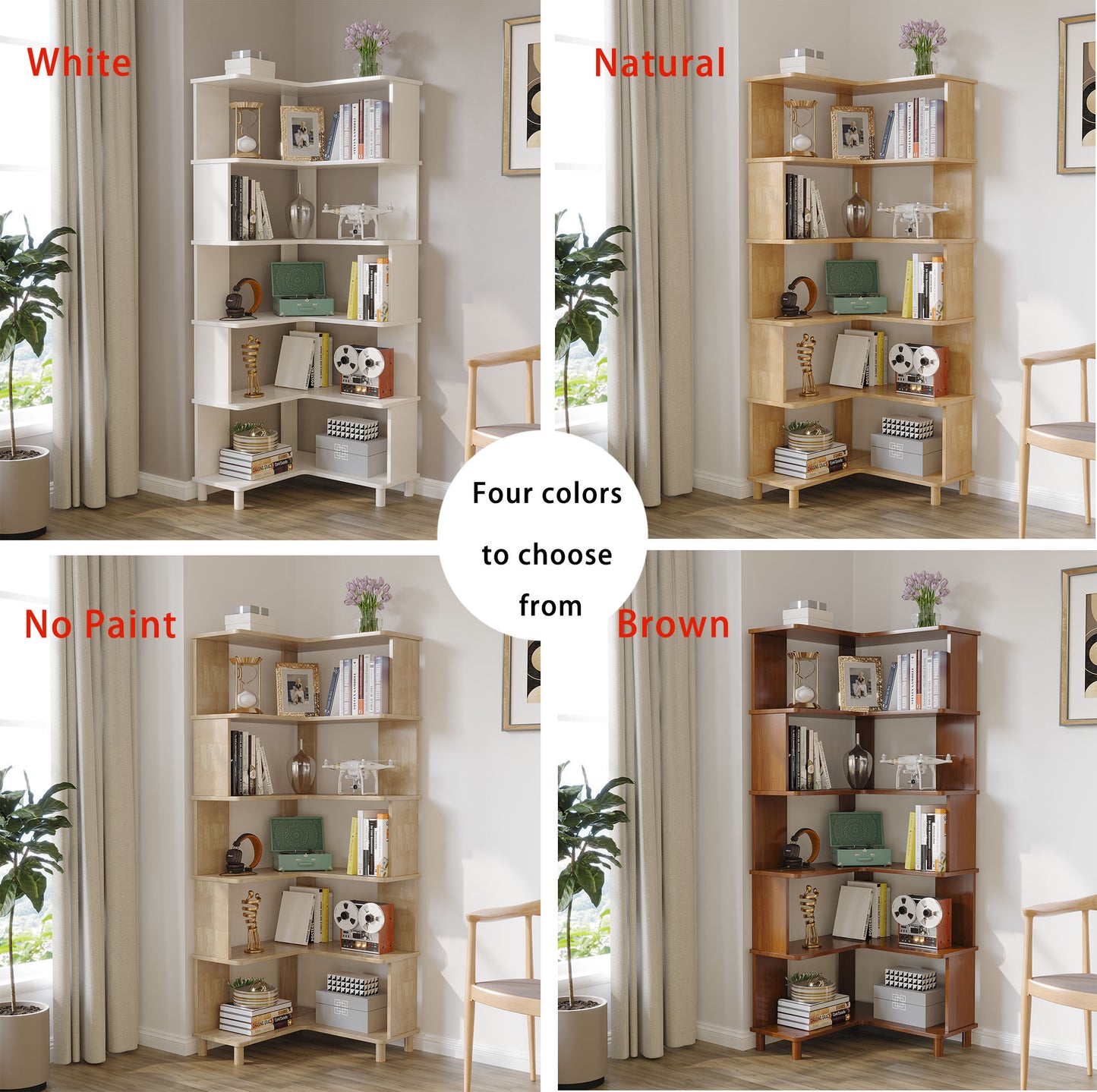 BALANBO Corner Bookshelf, Multi-Layer Display Shelf, Corner Cube Toy for Small Space, Book Storage, Wooden Cube Corner Bookshelf for Game Room, Bedroom, Living Room, White