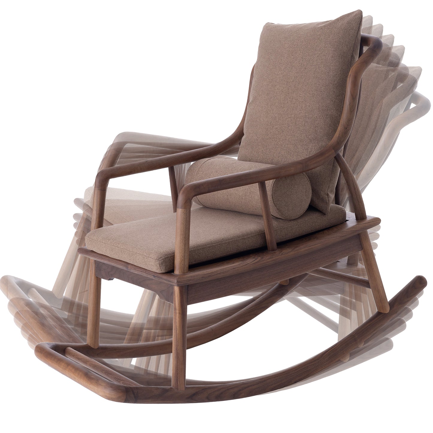 Rocking Chair Black Walnut Wood Rocker Outdoot & Indoor,High Back Padded Seat Rocking Armchair with Backrest and Cushion for Garden,Patio,Backyard,Bedroom,Walnut