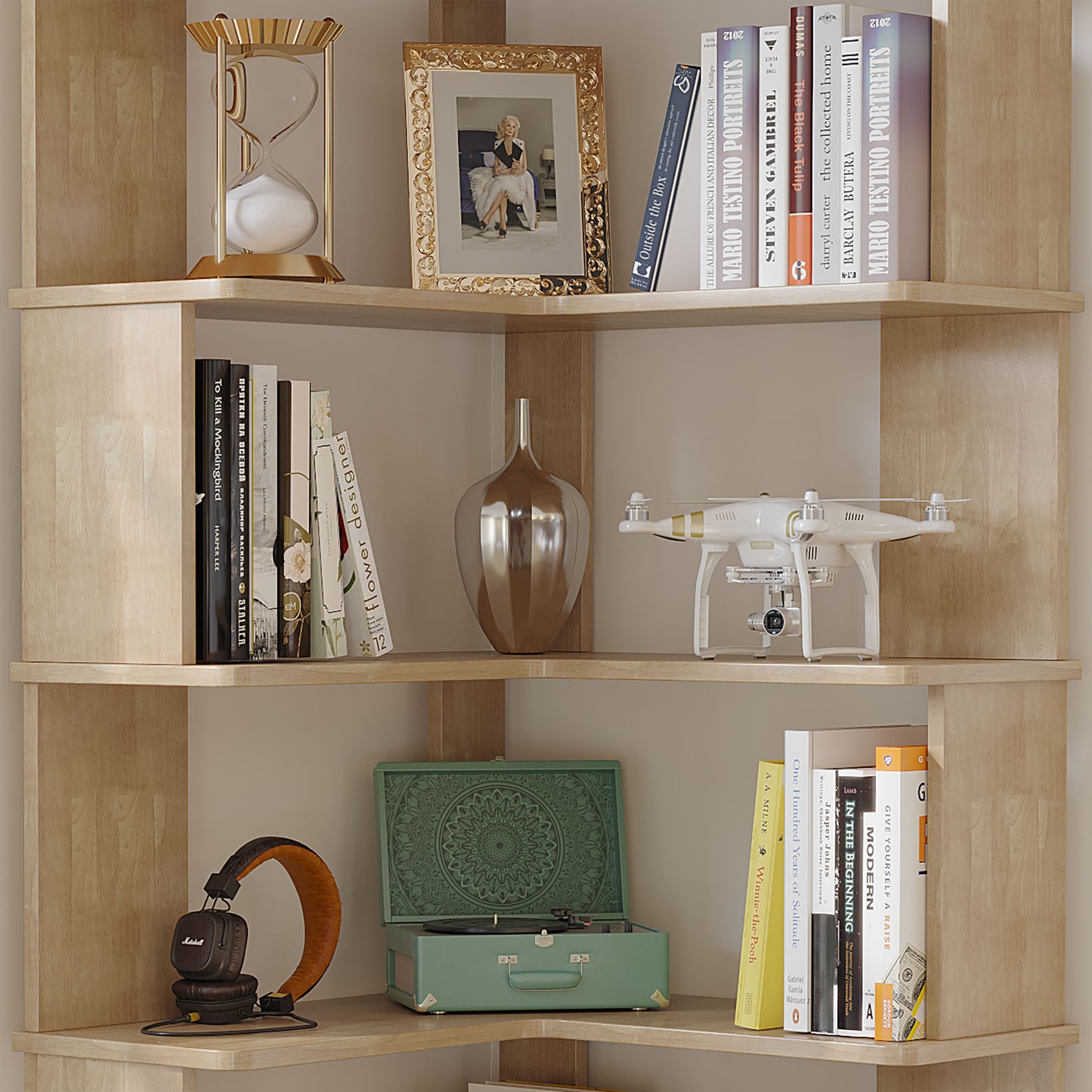 BALANBO Corner Bookshelf, Multi-Layer Display Shelf, Corner Cube Toy for Small Space, Book Storage, Wooden Cube Corner Bookshelf for Game Room, Bedroom, Living Room(No Paint )