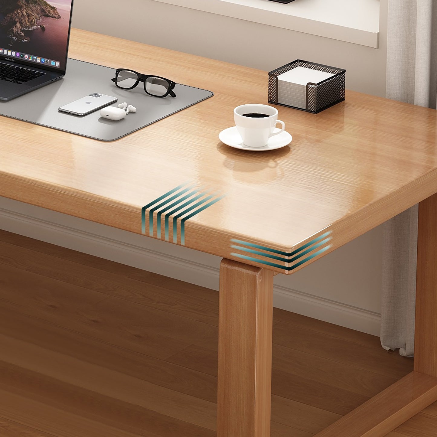 BALANBO Modern Simple Computer Desk, 55 inch 100% Solid Wood Large Office Desk Computer Table, Study Writing Study Desk Workstation for Home Office, Natural