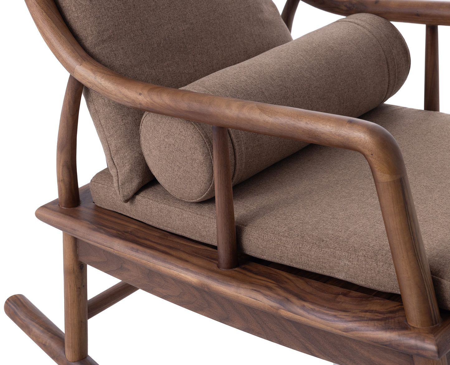 Rocking Chair Black Walnut Wood Rocker Outdoot & Indoor,High Back Padded Seat Rocking Armchair with Backrest and Cushion for Garden,Patio,Backyard,Bedroom,Walnut