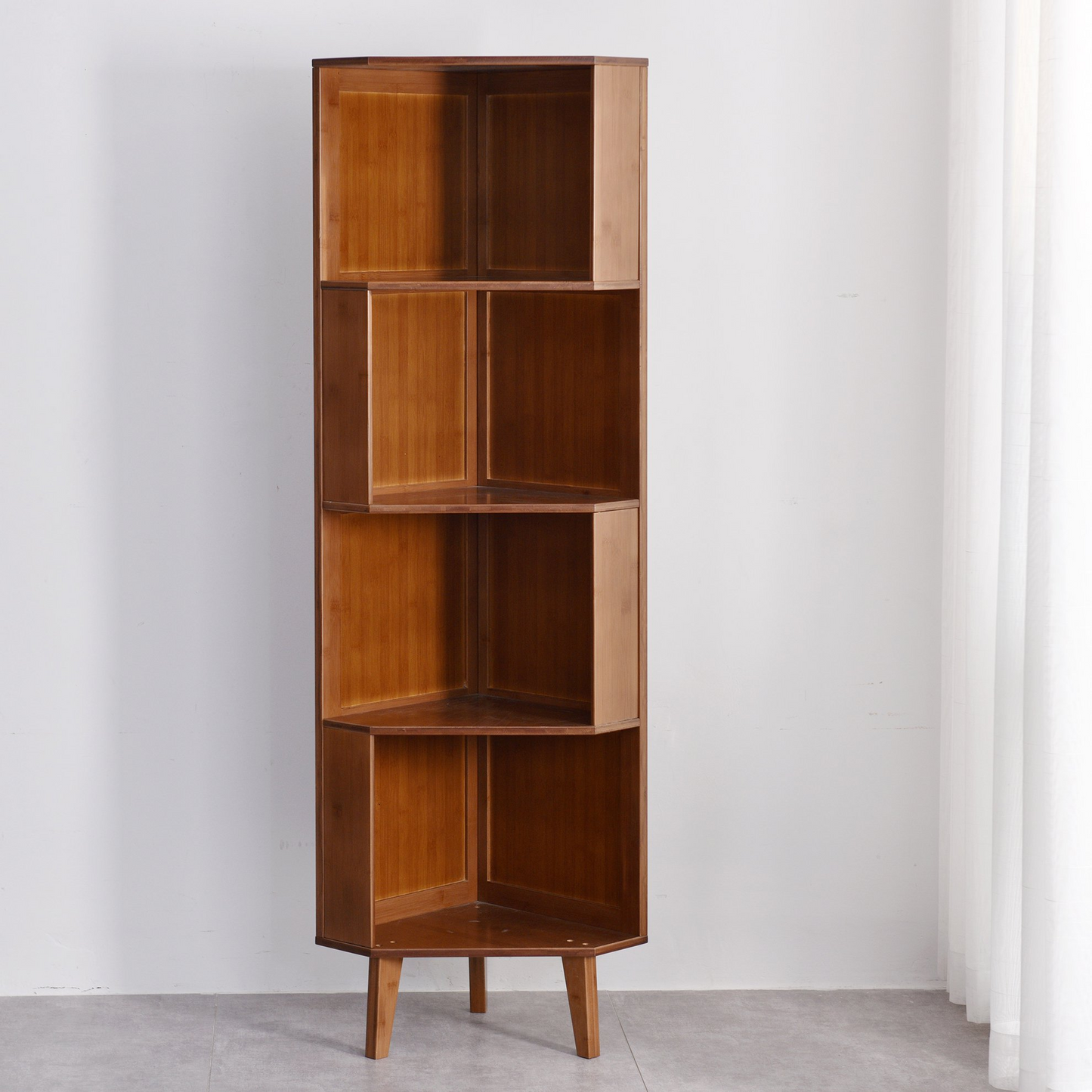 4-Bookcase Industrial Cube Shelf Corner Bookshelf Display Corner Storage Tall Bookshelf Multifunctional Storage Display Stand Shelf for Home Office Living Room Decoration