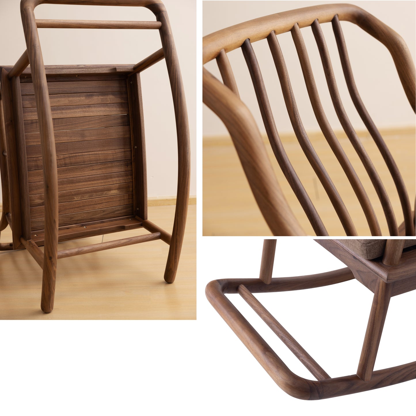Rocking Chair Black Walnut Wood Rocker Outdoot & Indoor,High Back Padded Seat Rocking Armchair with Backrest and Cushion for Garden,Patio,Backyard,Bedroom,Walnut
