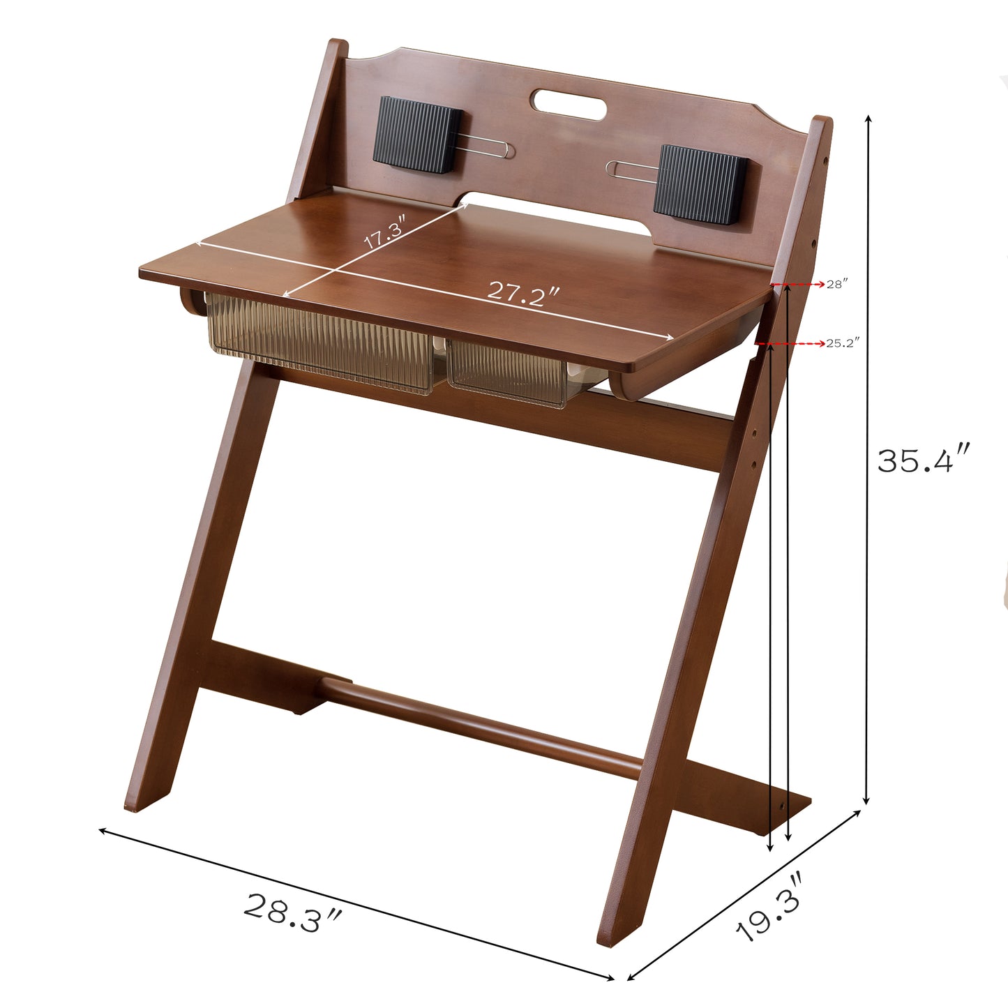 BALANBO Bamboo Adjustable Height Kids Desk with Pen Holder,Reading Homework Drawing Table Computer Station Children School Study Desk Multi Function Desk,Writing Table w/Storage Drawer (Walnut Color)