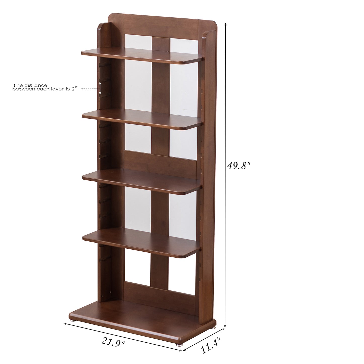 BALANBO USA 4-Tier 21.9" Wood Shelving,Open Narrow Bookshelf with Adjustable Shelves, Easy Assembly Bookcase Farmhouse Shelf for Small Spaces Bedroom Office Living Room Indoor,Tall, Brown