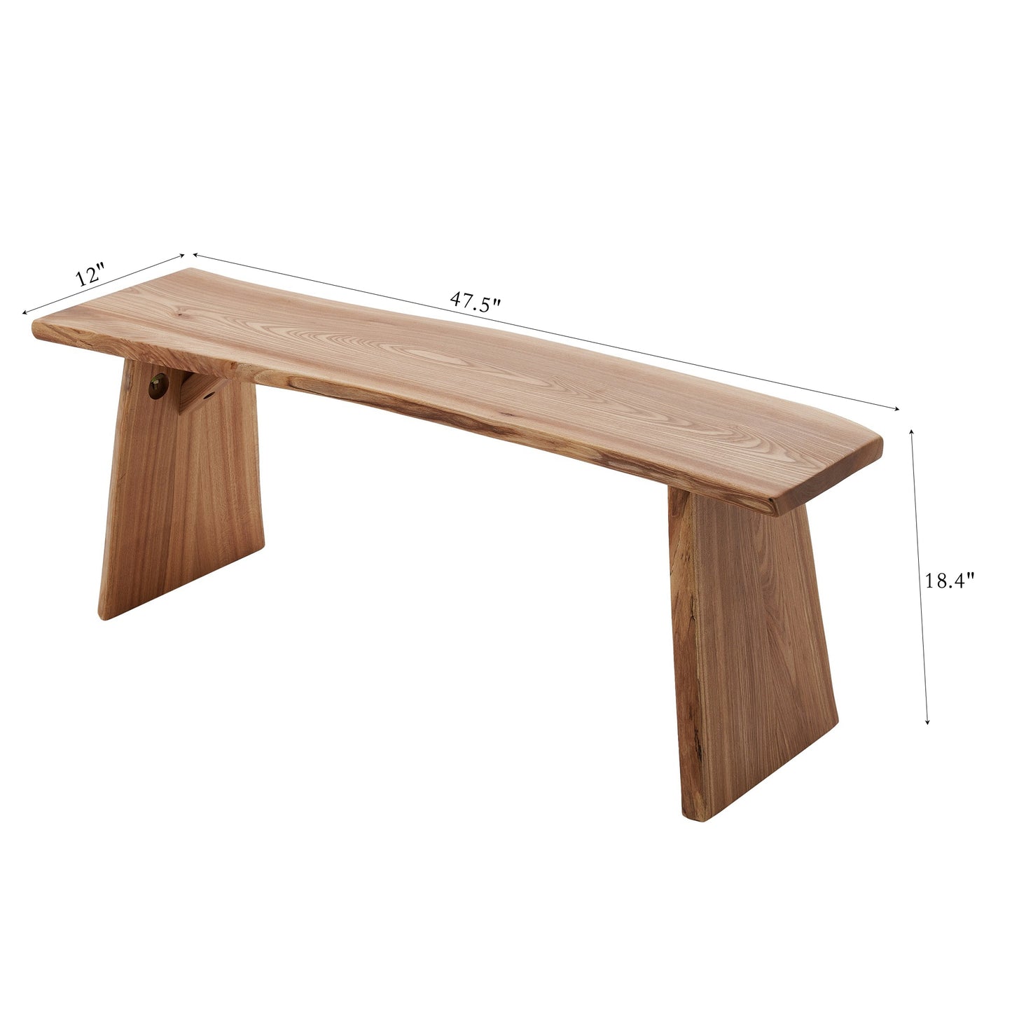Natural Edge Bench Solid Rustic Bench Unique Table, Bedroom, Dining room or Entryway Bench, Live Wood Bench Rustic Home Decor (47.5” Long)