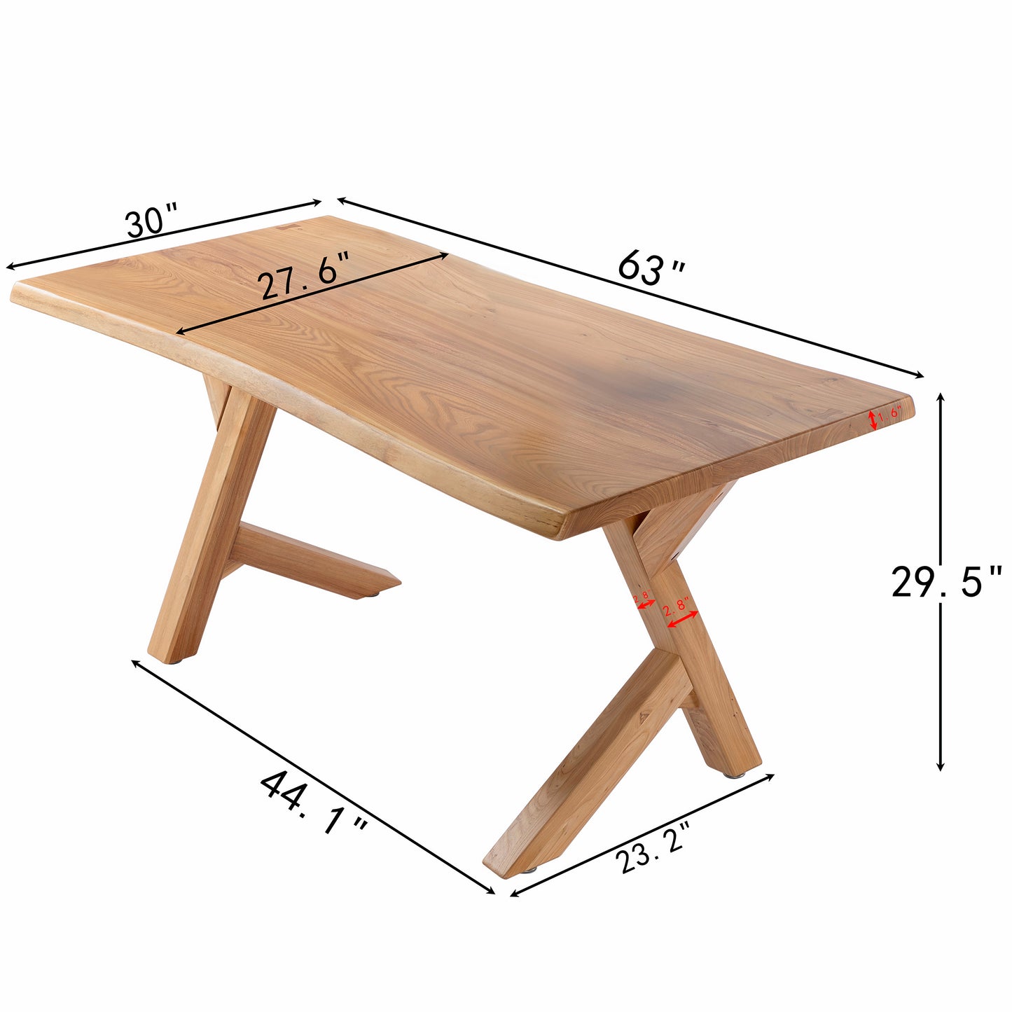 Live Edge Solid Wood Dining Table for 6-8, Rustic Kitchen Table