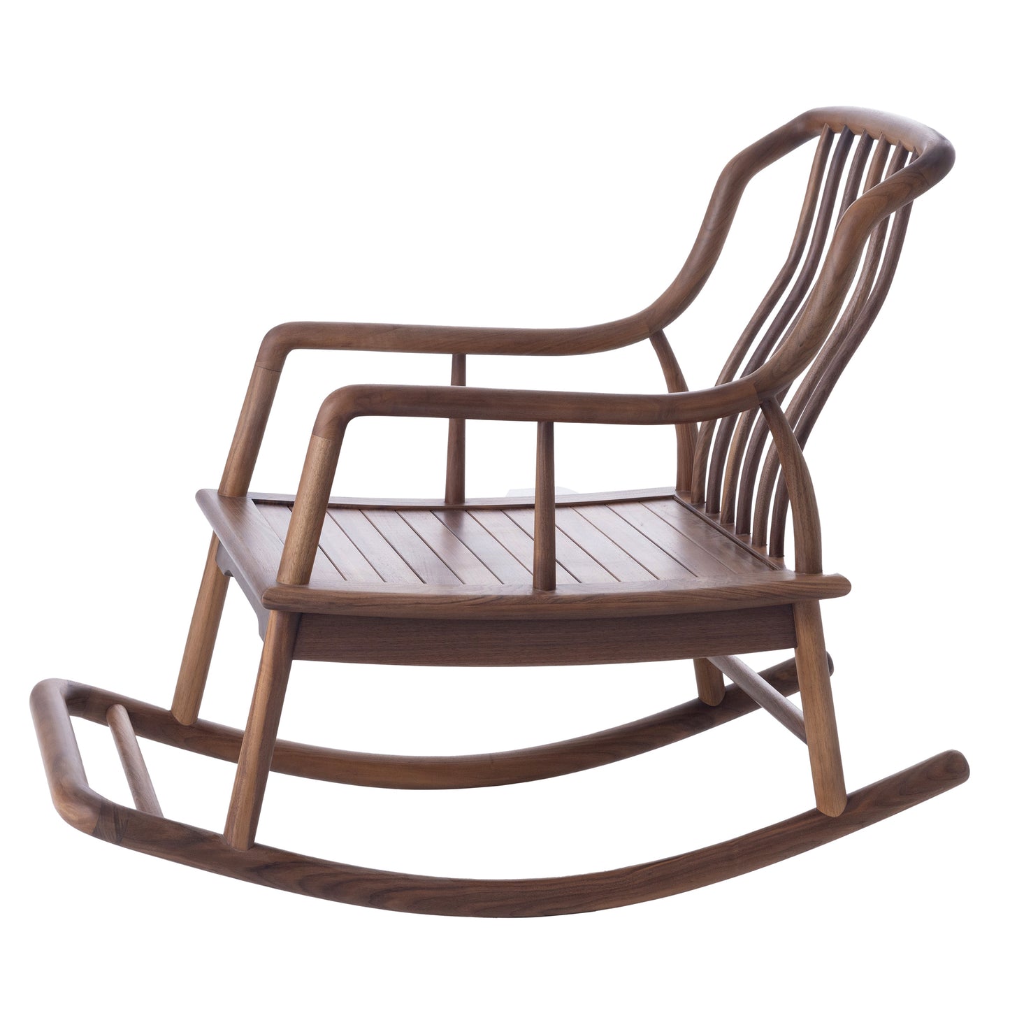 Rocking Chair Black Walnut Wood Rocker Outdoot & Indoor,High Back Padded Seat Rocking Armchair with Backrest and Cushion for Garden,Patio,Backyard,Bedroom,Walnut