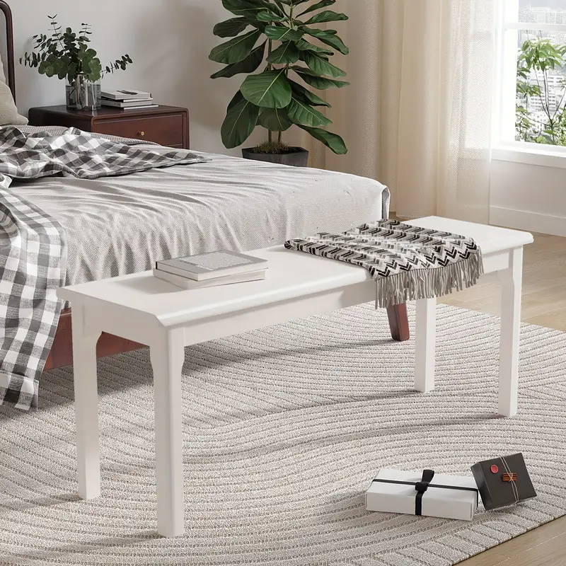 Indoor Wooden Living room Dining Bench, Natural Wood Kitchen Entryway Bench with Armless Design
