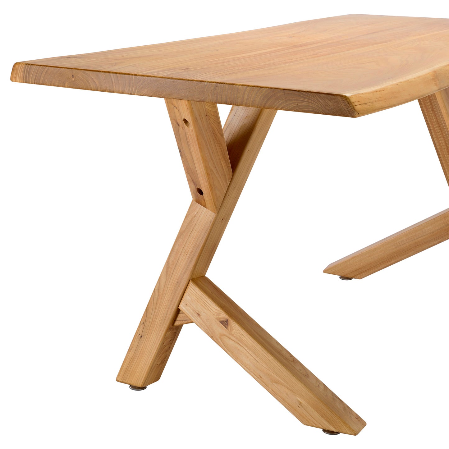 Live Edge Solid Wood Dining Table, 63" Rustic Farmhouse Rectangle Kitchen Table for 6, Natural Finish