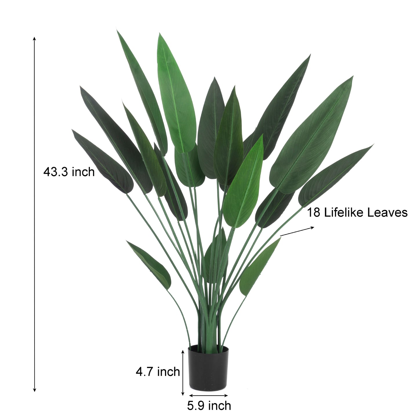 BALANBO Bird of Paradise Artificial Plant - Fake Plants Palm Tree Faux Tree for Indoor Outdoor Decoration in Black Plastic Pot