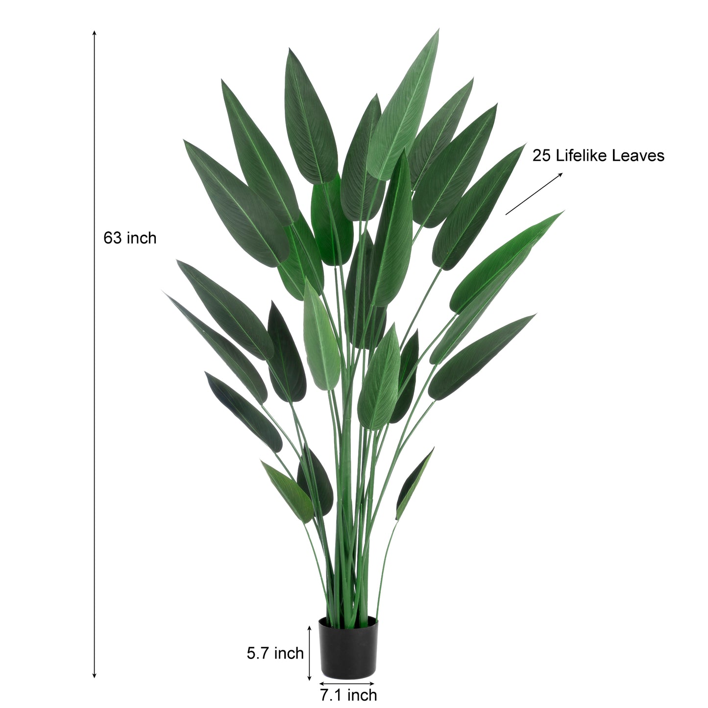 BALANBO Bird of Paradise Artificial Plant - Fake Plants Palm Tree Faux Tree for Indoor Outdoor Decoration in Black Plastic Pot