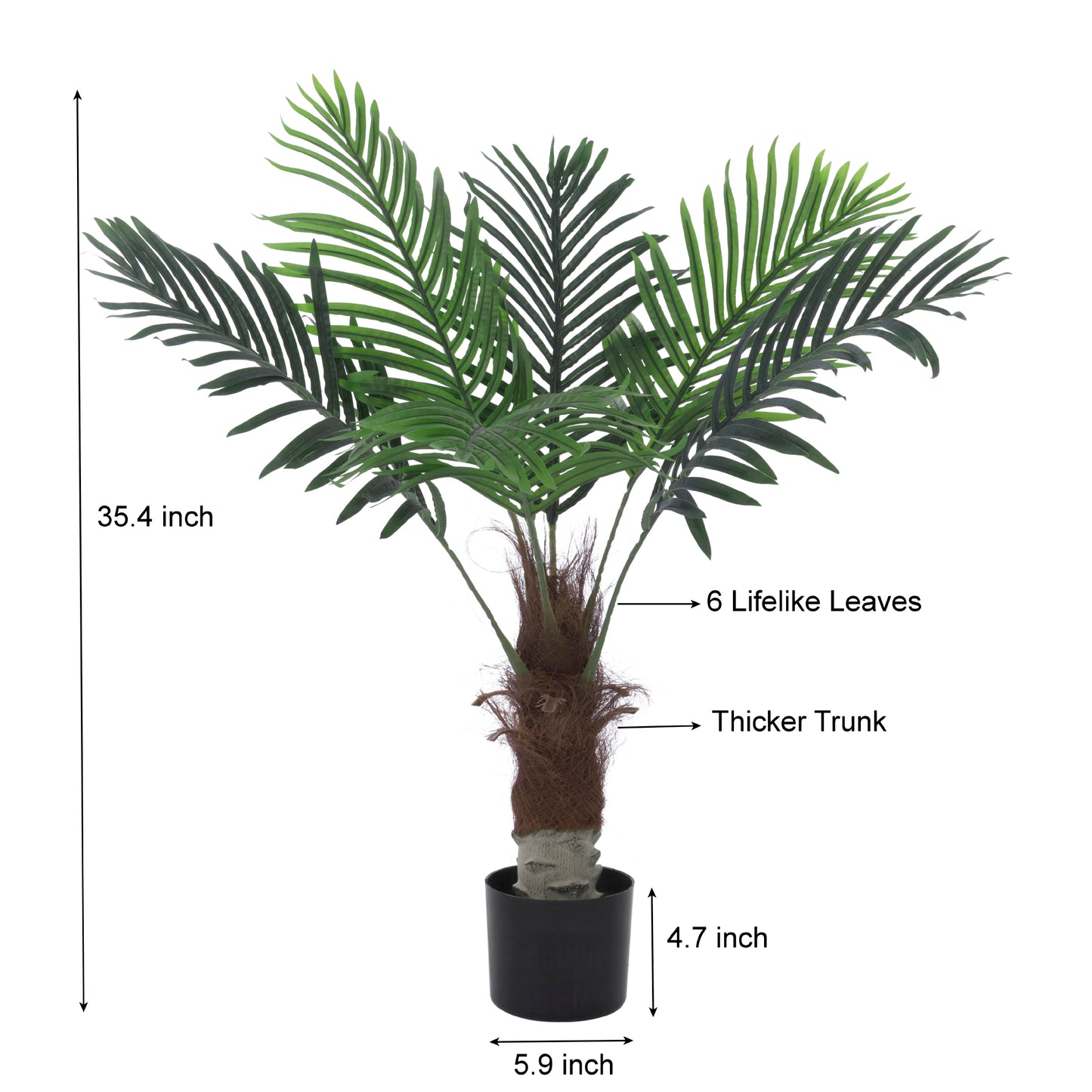 BALANBO Artificial Phoenix Palm Tree, Faux Coconut Silk Palm Tree with Fruit for Outdoors Indoor Decor, Black Plastic Pot
