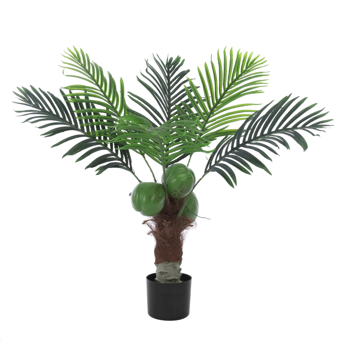 BALANBO Artificial Phoenix Palm Tree, Faux Coconut Silk Palm Tree with Fruit for Outdoors Indoor Decor, Black Plastic Pot