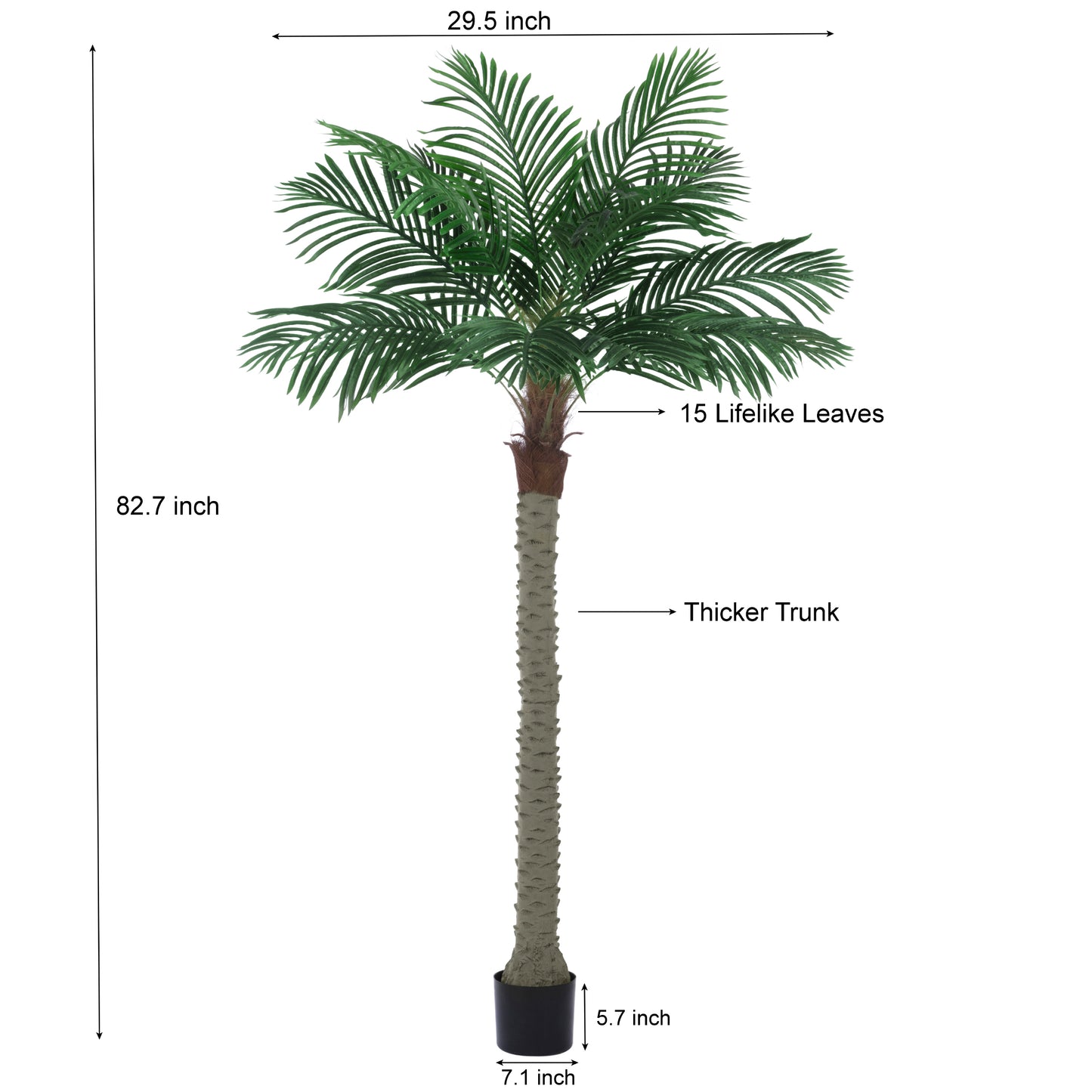 BALANBO Artificial Phoenix Palm Tree, Faux Coconut Silk Palm Tree with Fruit for Outdoors Indoor Decor, Black Plastic Pot