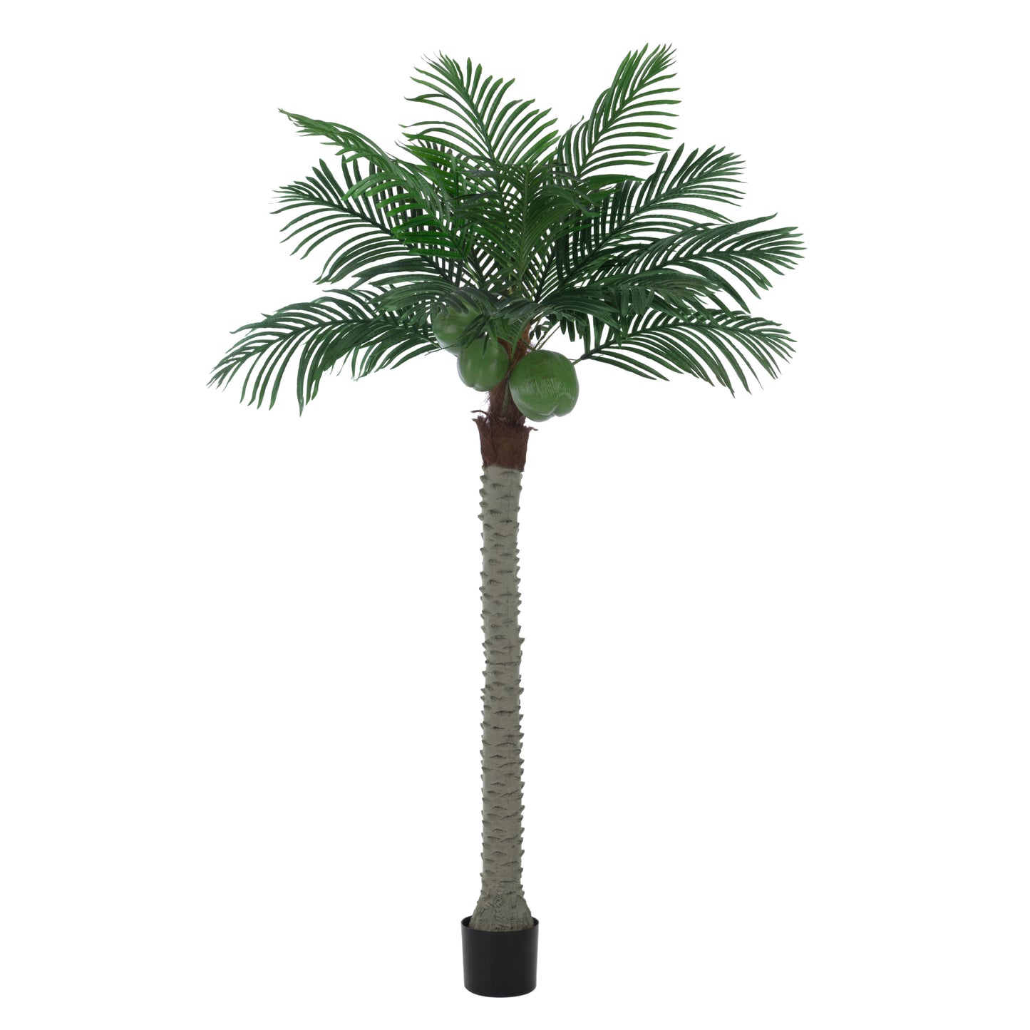 BALANBO Artificial Phoenix Palm Tree, Faux Coconut Silk Palm Tree with Fruit for Outdoors Indoor Decor, Black Plastic Pot