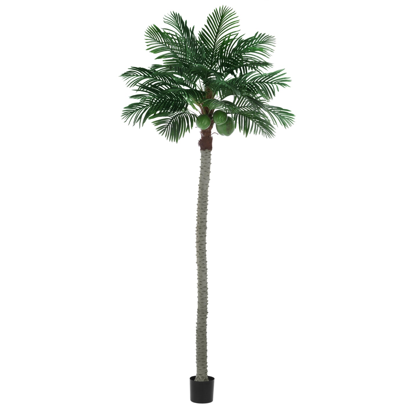 BALANBO Artificial Phoenix Palm Tree, Faux Coconut Silk Palm Tree with Fruit for Outdoors Indoor Decor, Black Plastic Pot