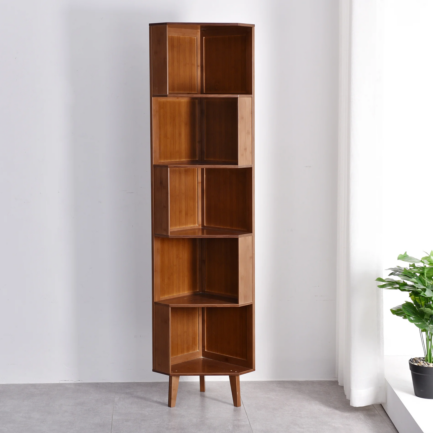 5-Bookcase Industrial Cube Shelf Corner Bookshelf Display Corner Storage Tall Bookshelf Multifunctional Storage Display Stand Shelf for Home Office Living Room Decoration