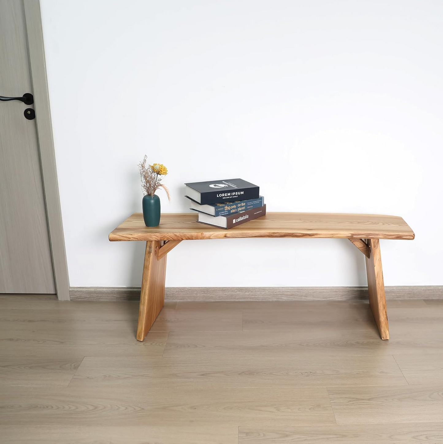 Natural Edge Bench Solid Rustic Bench Unique Table, Bedroom, Dining room or Entryway Bench, Live Wood Bench Rustic Home Decor (47.5” Long)