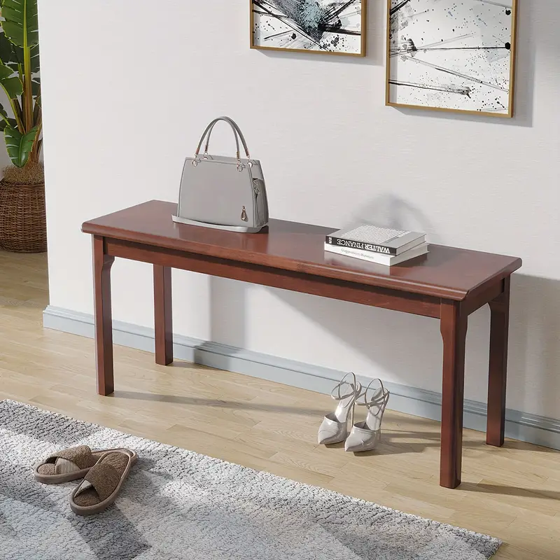 Indoor Wooden Living room Dining Bench, Natural Wood Kitchen Entryway Bench with Armless Design