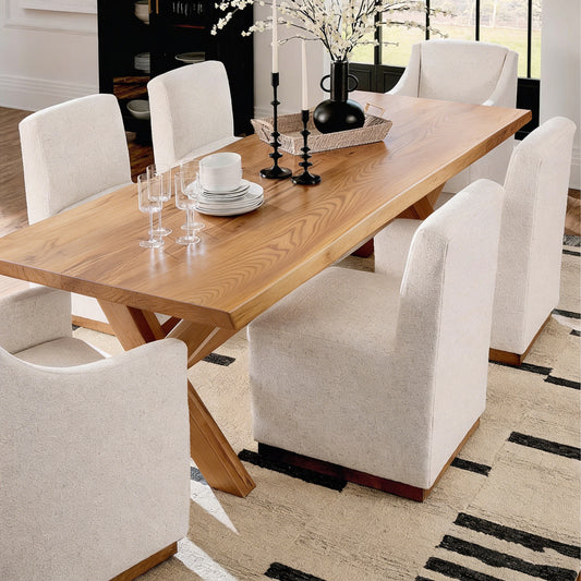 Live Edge Solid Wood Dining Table for 6-8, Rustic Kitchen Table