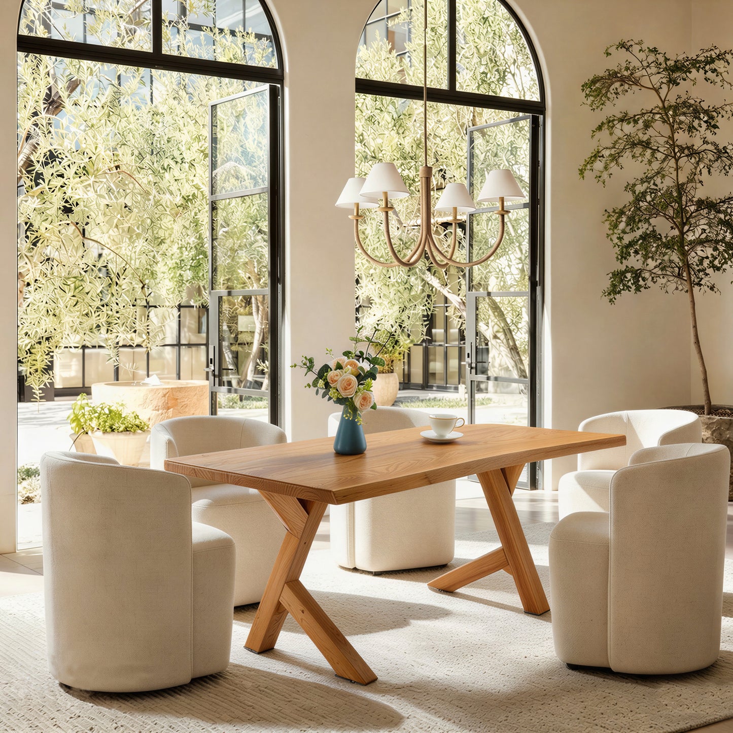 Live Edge Solid Wood Dining Table for 6-8, Rustic Kitchen Table